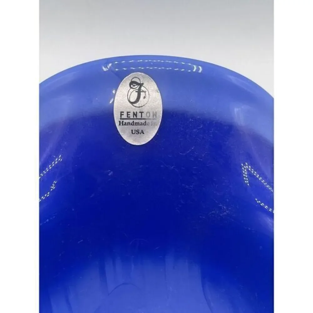 Fenton Periwinkle Blue‎ Dolphin Head Handled Compote Pedestal Bowl Vase